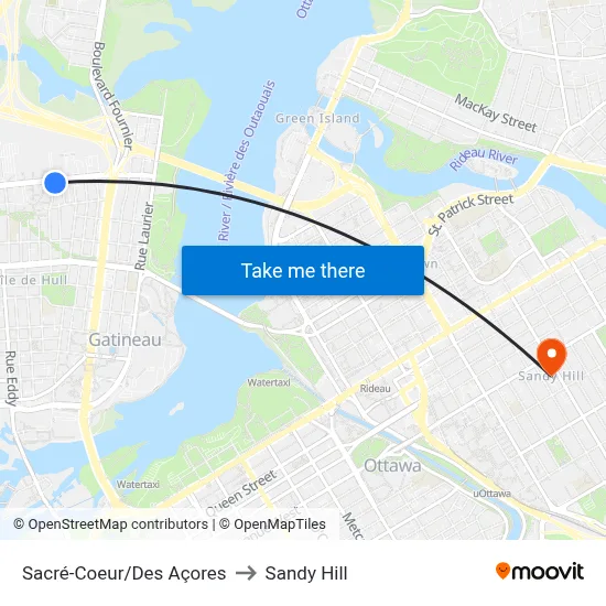 Sacré-Coeur/Des Açores to Sandy Hill map