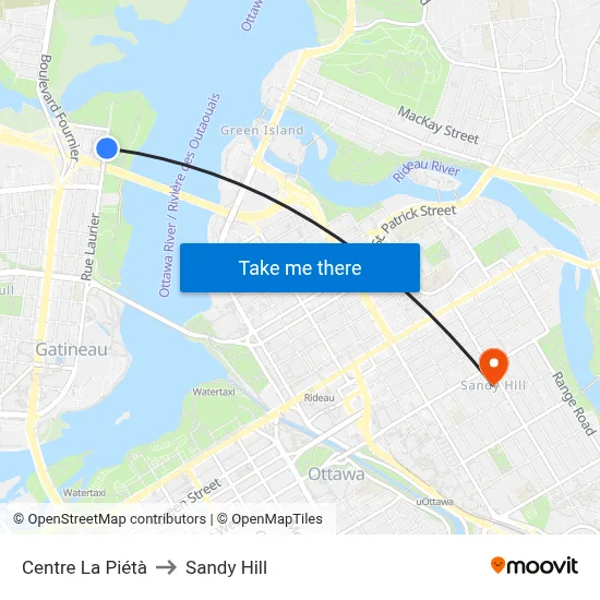 Centre La Piétà to Sandy Hill map