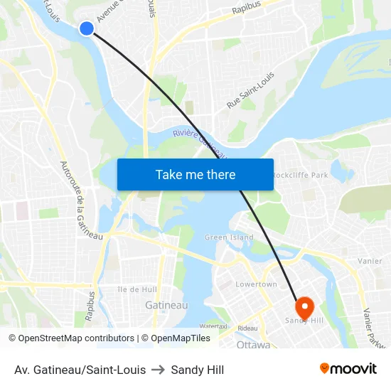 Av. Gatineau/Saint-Louis to Sandy Hill map