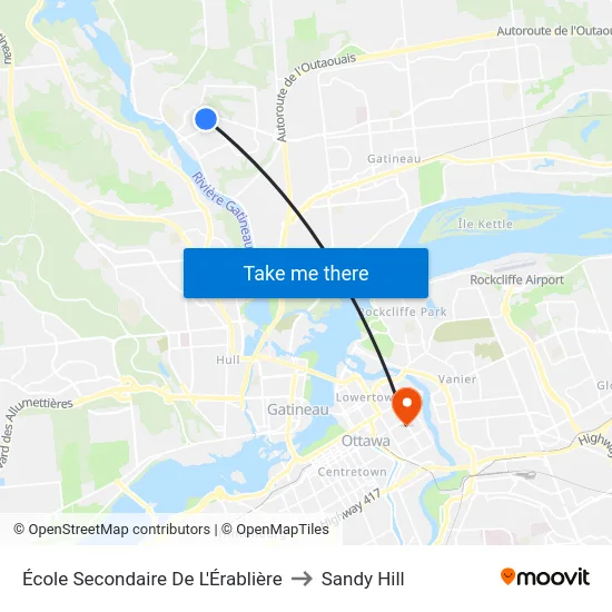 École Secondaire De L'Érablière to Sandy Hill map