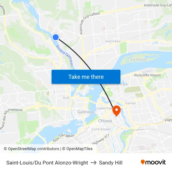 Saint-Louis/Du Pont Alonzo-Wright to Sandy Hill map