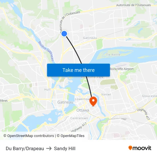 Du Barry/Drapeau to Sandy Hill map