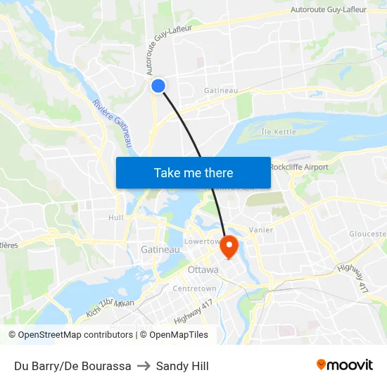 Du Barry/De Bourassa to Sandy Hill map