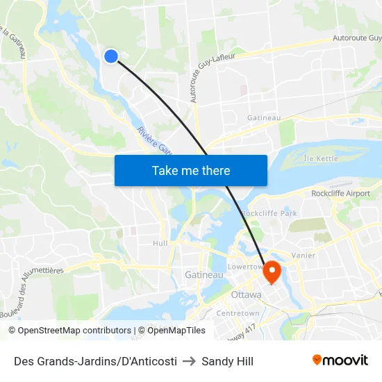 Des Grands-Jardins/D'Anticosti to Sandy Hill map