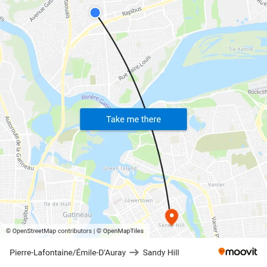Pierre-Lafontaine/Émile-D'Auray to Sandy Hill map