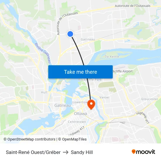 Saint-René Ouest/Gréber to Sandy Hill map