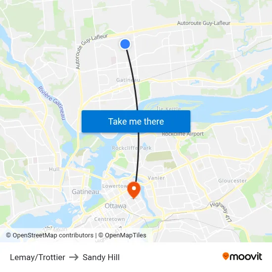 Lemay/Trottier to Sandy Hill map