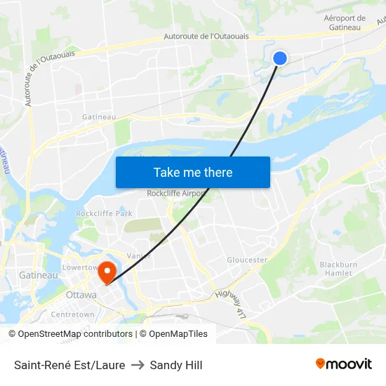 Saint-René Est/Laure to Sandy Hill map
