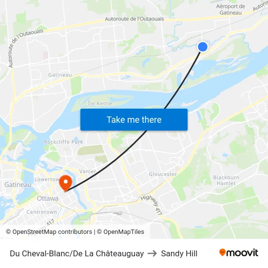 Du Cheval-Blanc/De La Châteauguay to Sandy Hill map