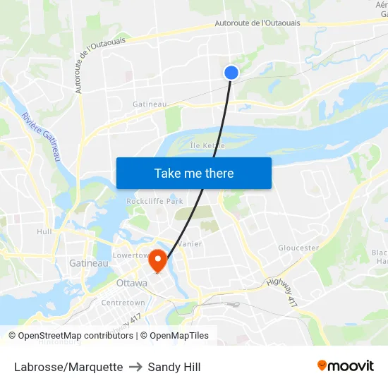 Labrosse/Marquette to Sandy Hill map