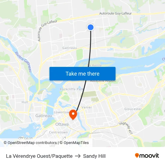 La Vérendrye Ouest/Paquette to Sandy Hill map