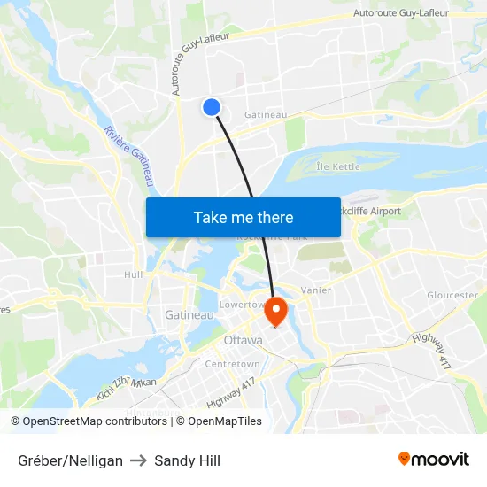 Gréber/Nelligan to Sandy Hill map