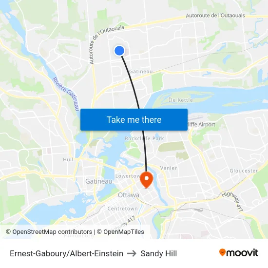 Ernest-Gaboury/Albert-Einstein to Sandy Hill map