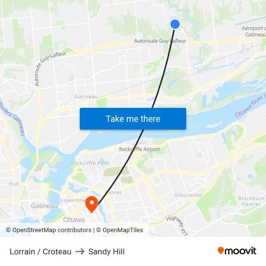 Lorrain / Croteau to Sandy Hill map