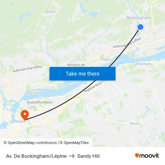 Av. De Buckingham/Lépine to Sandy Hill map