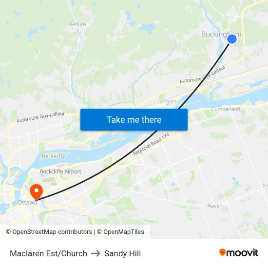 Maclaren Est/Church to Sandy Hill map