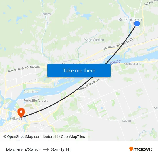Maclaren/Sauvé to Sandy Hill map
