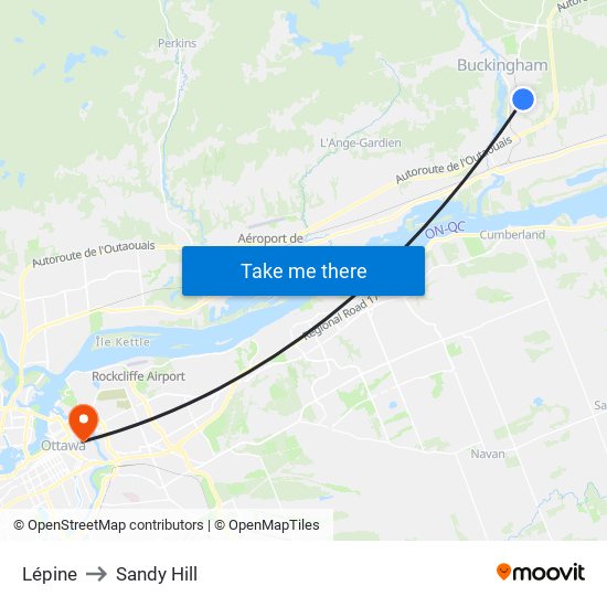 Lépine to Sandy Hill map