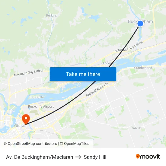Av. De Buckingham/Maclaren to Sandy Hill map