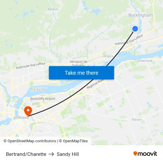 Bertrand/Charette to Sandy Hill map