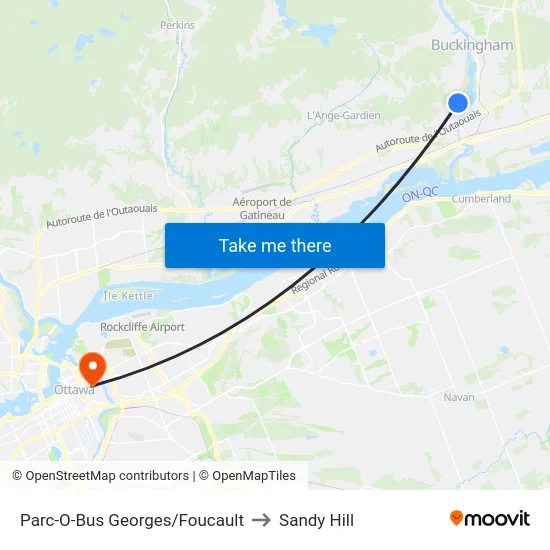 Parc-O-Bus Georges/Foucault to Sandy Hill map