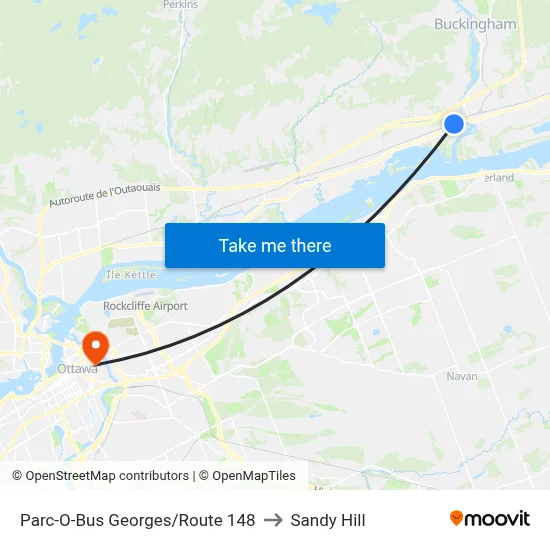 Parc-O-Bus Georges/Route 148 to Sandy Hill map
