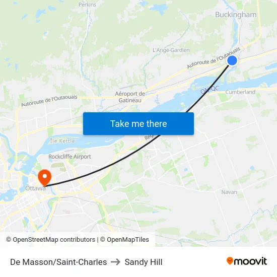 De Masson/Saint-Charles to Sandy Hill map