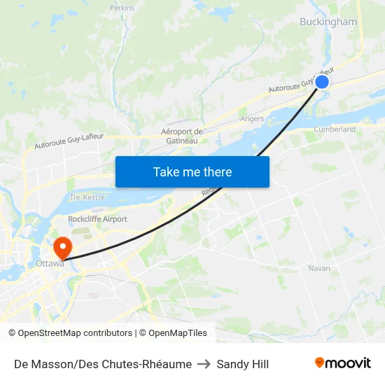 De Masson/Des Chutes-Rhéaume to Sandy Hill map