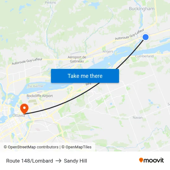 Route 148/Lombard to Sandy Hill map