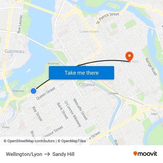 Wellington/Lyon to Sandy Hill map