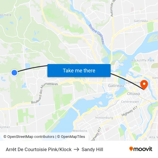 Arrêt De Courtoisie Pink/Klock to Sandy Hill map
