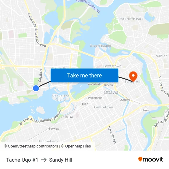 Taché-Uqo #1 to Sandy Hill map
