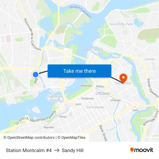 Station Montcalm #4 to Sandy Hill map