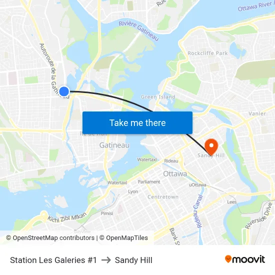 Station Les Galeries #1 to Sandy Hill map