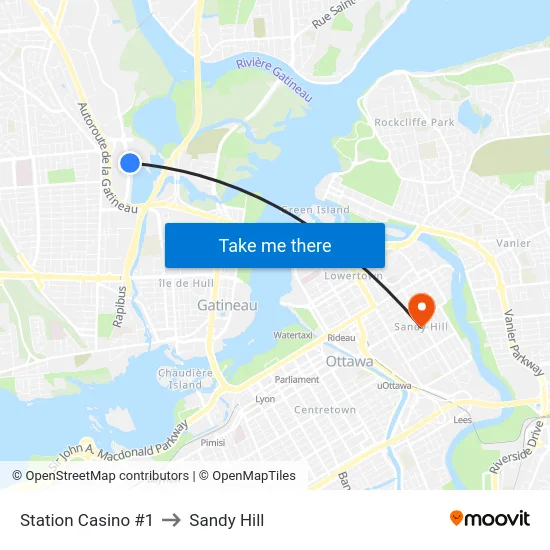 Station Casino #1 to Sandy Hill map