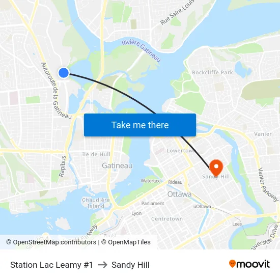 Station Lac Leamy #1 to Sandy Hill map