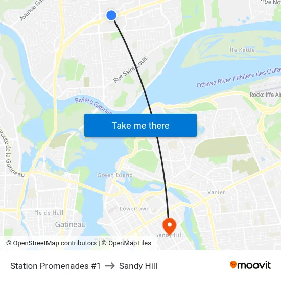 Station Promenades #1 to Sandy Hill map