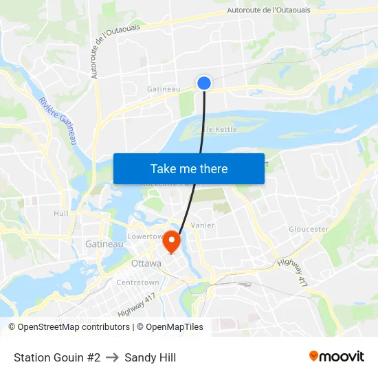 Station Gouin #2 to Sandy Hill map