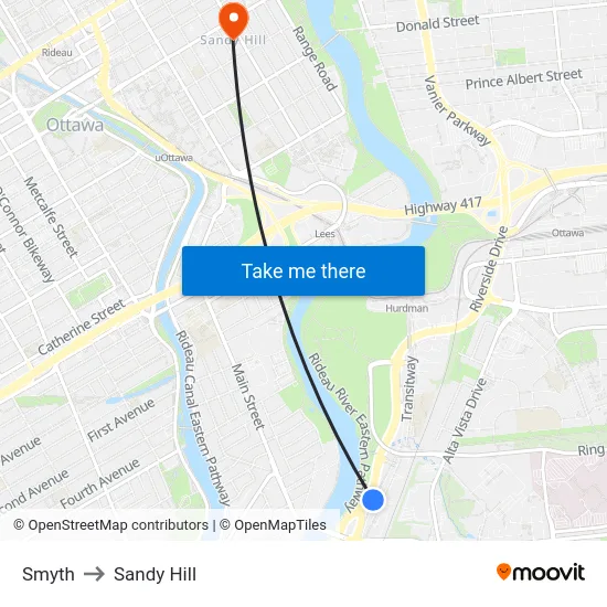 Smyth to Sandy Hill map