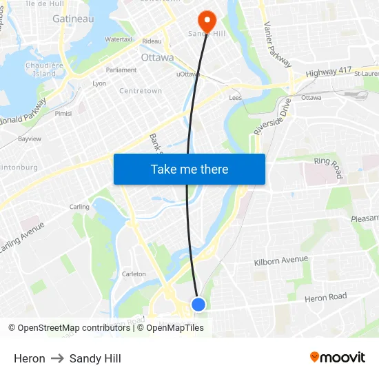 Heron to Sandy Hill map