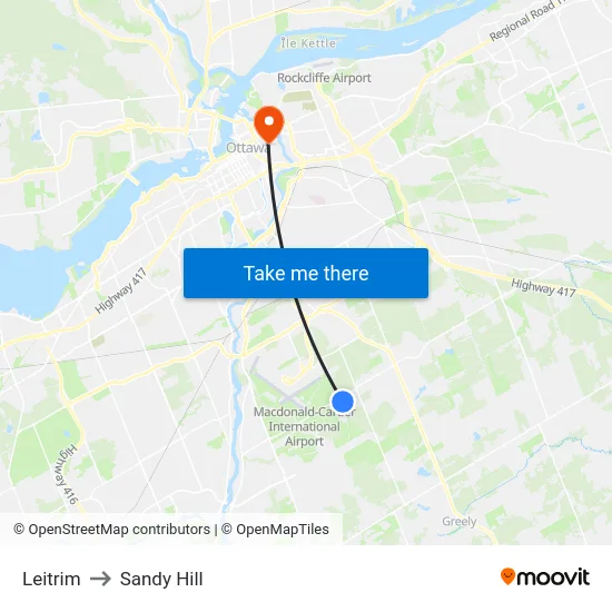 Leitrim to Sandy Hill map