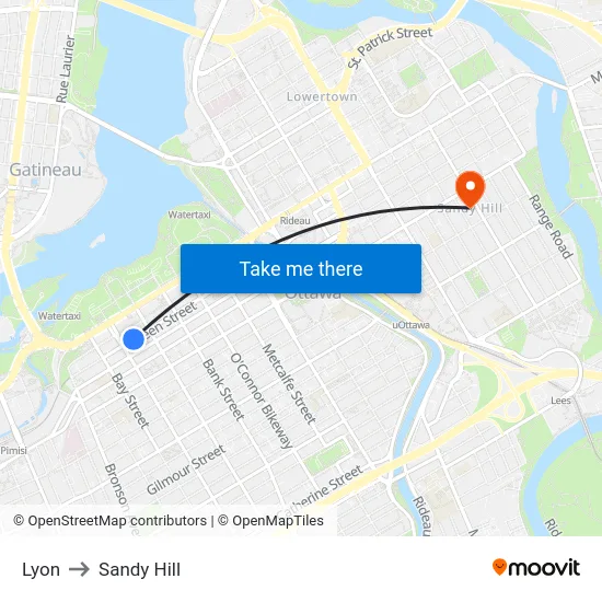 Lyon to Sandy Hill map