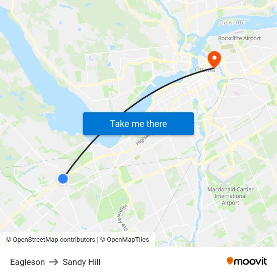 Eagleson to Sandy Hill map