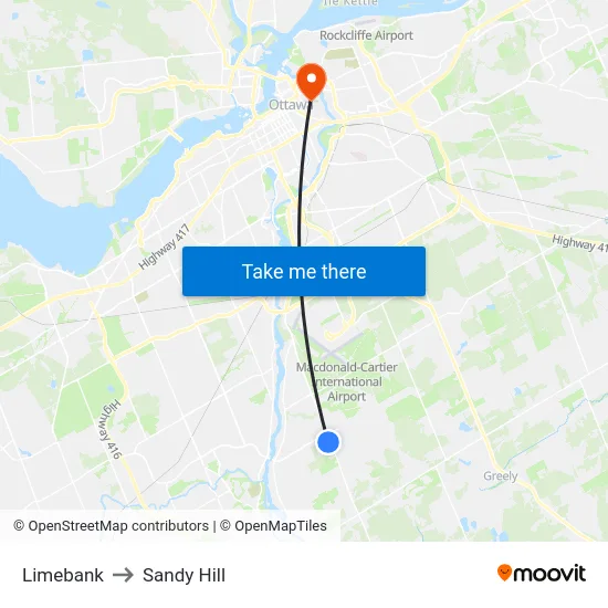 Limebank to Sandy Hill map