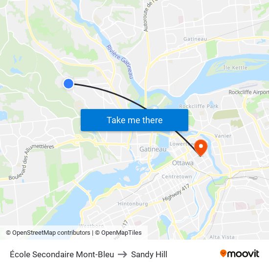 École Secondaire Mont-Bleu to Sandy Hill map