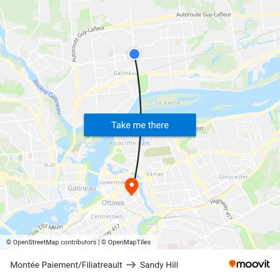 Montée Paiement/Filiatreault to Sandy Hill map