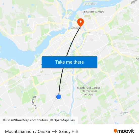 Mountshannon / Oriska to Sandy Hill map
