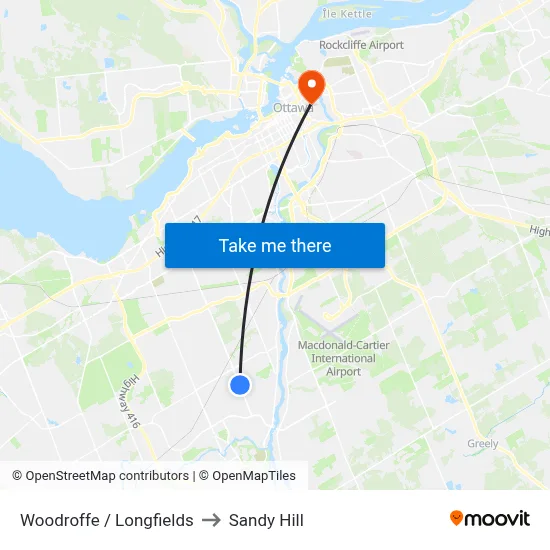 Woodroffe / Longfields to Sandy Hill map