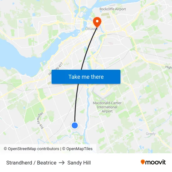 Strandherd / Beatrice to Sandy Hill map