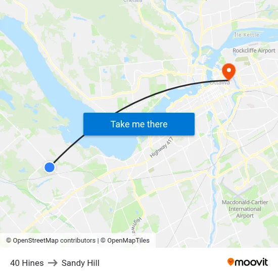 40 Hines to Sandy Hill map